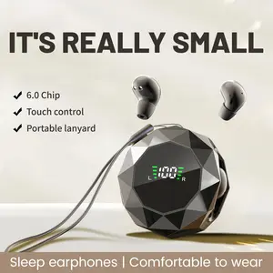 Wireless sleep earphones, mini Bluetooth earphones, wireless 6.0, LED digital display, in ear noise reduction, high-definition sound quality, comfortable to wear, compatible with iOS and Android, suitable for gift giving noise reduction earphones long