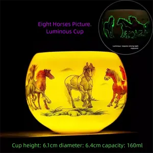 Madaochenggong Tea Cup Dragon Egg Cup Luminous Cup Gem Yellow Tasting Cup Eight Horses Pattern Ceramic Master Cup Kung Fu Tea Set