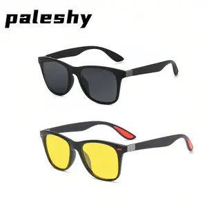 Paleshy Polarized Sunglasses with Night Vision TR90 Frame UV400 Protection for Men Women Driving Fishing Cycling Golf Hiking Retro Design