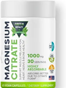 Magnesium Citrate 60 Vegan Capsules 1000mg - Premium Quality- Dietary Supplement. Healthcare Edible