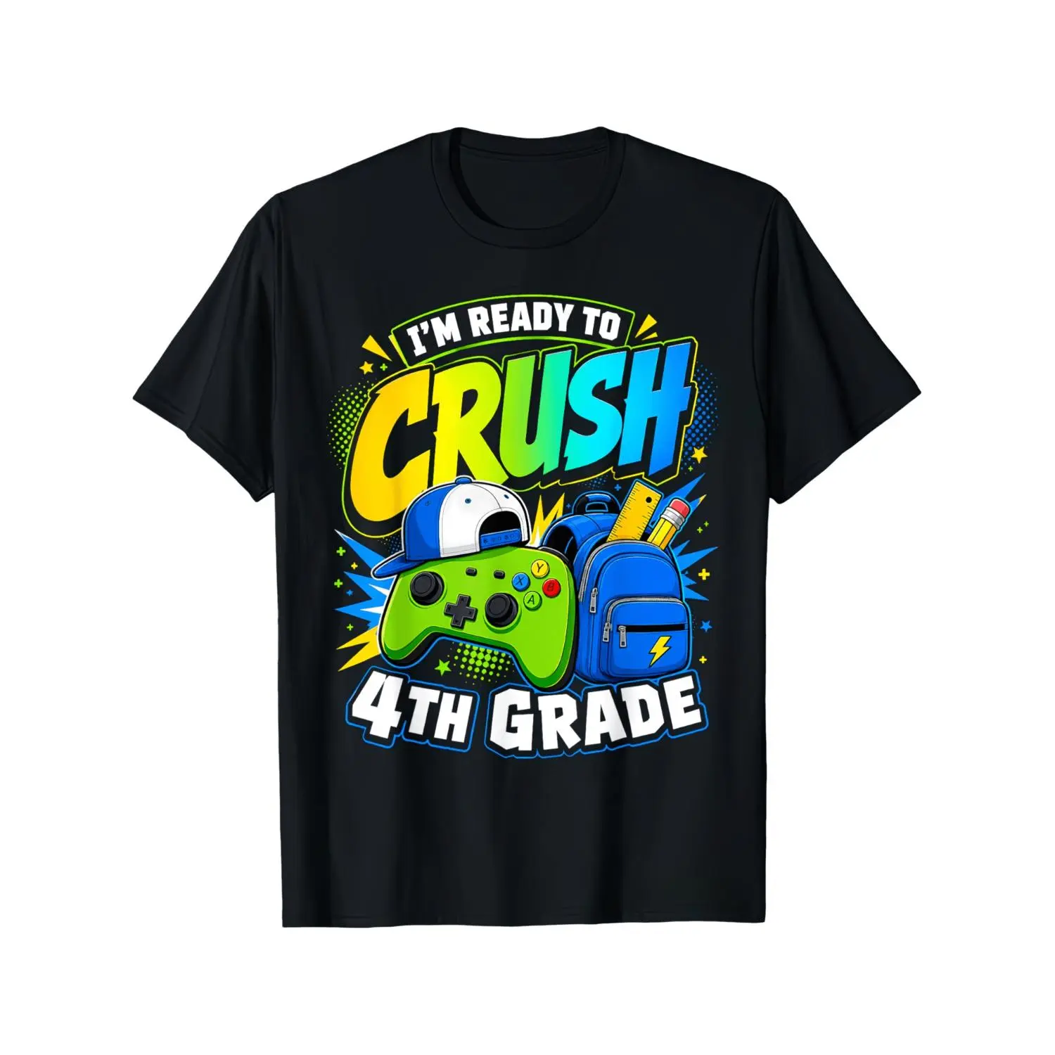 I'M Ready to Crush Fourth Grade Back to School 4Th Grade Boys T-Shirt for Boy Girl Kids Fashion Casual Soft Fabric, Breathable, Comfortable Short Sleeve Tees Soft Graphic Tee Casual Daily School Wear Perfect Gift