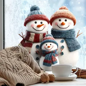 Christmas Snowman Window Sticker, Static Adhesive Glass Decoration, Holiday Gift Label, Festive New Year Decorations