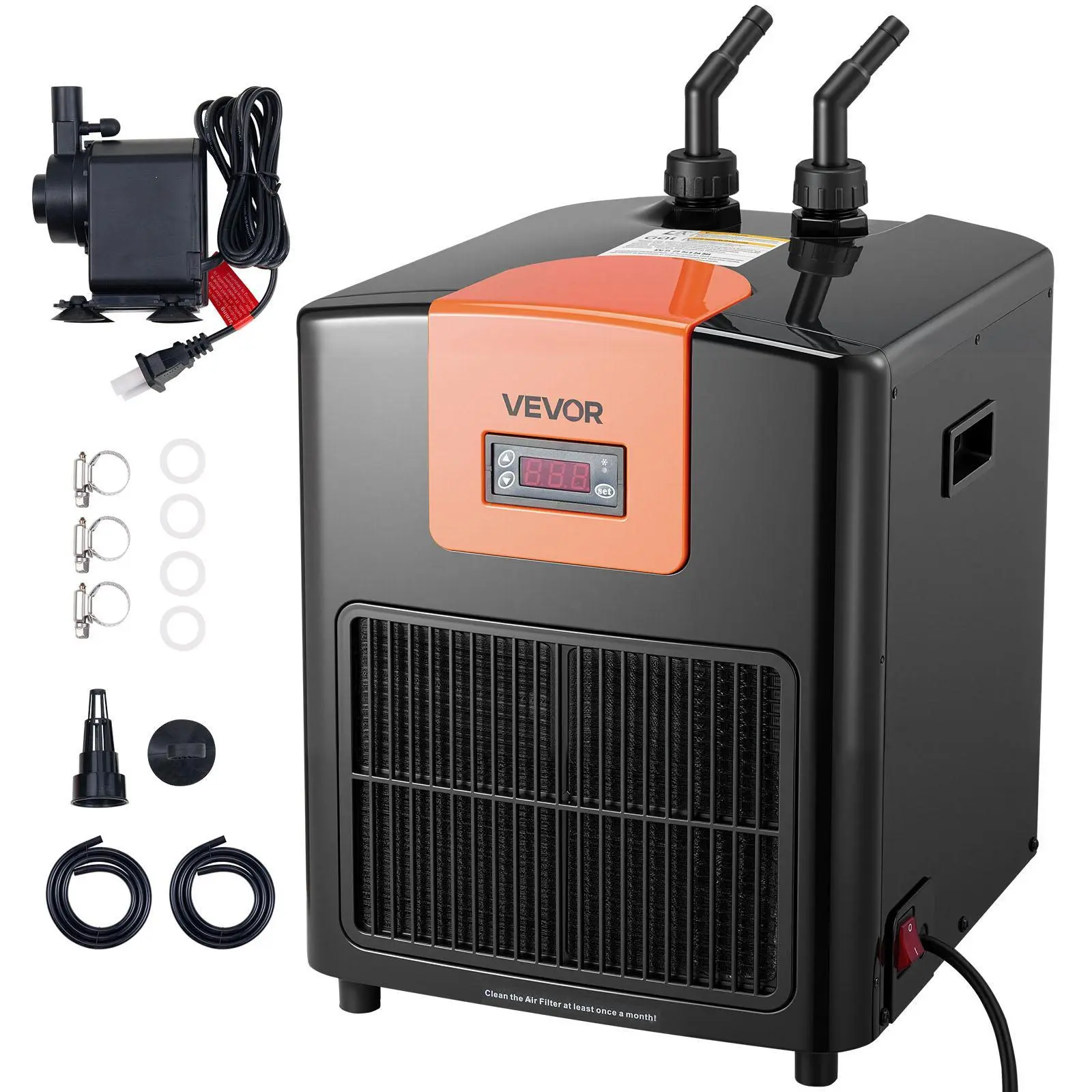 VEVOR 1/4 HP Aquarium Water Chiller for 92 Gal Tanks, Axolotl Habitats & Hydroponics, Quiet Compressor, Titanium Evaporator, Complete Fittings, Airflow Space Optimization#SohoChic