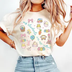 Comfort Colors Teacher Shirt Easter T-Shirt, Bunny Teacher Spring Shirt, Hoppy Teacher Tshirt Gift for Preschool Teacher, Easter Gifts, Top Womenswear