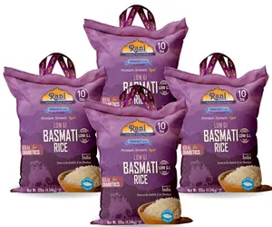 Rani White Basmati Rice Low GI (Glycemic Index) Extra Long Aged, Ideal for Diabetics, 10lbs (160oz) Pack of 4 Cloth Bag ~ All Natural | Gluten Free | Vegan | Indian Origin | Export Quality