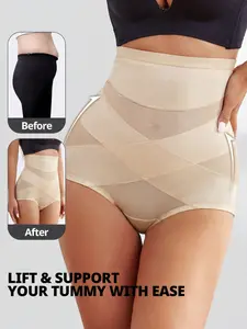 Shapewear for Women Tummy Control Seamless Patchwork Underwear Panties High Waist Body Shaper Cotton Spanks Girdle Under Dress Tummy Control Shapewear Women Seamless Panties Compression Waist Body Shaper Briefs Underwear Girdle Panty Breathable
