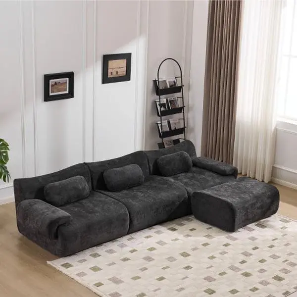 【Deals for You Days】Modular Chenille Sofa Cloud, 3+1 Seater Boneless Sectional Couch, Affordable Sofa Living Room, Soft Furnishing Living Room Furniture, Couch Living Room, Apartment Furniture for Home Indoor Use