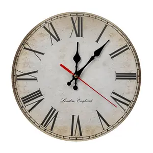 10" London Roman Numeral Wall Clock, Silent Non-Ticking Vintage Rustic Decor, Antique Style Round Wall Art for Home
