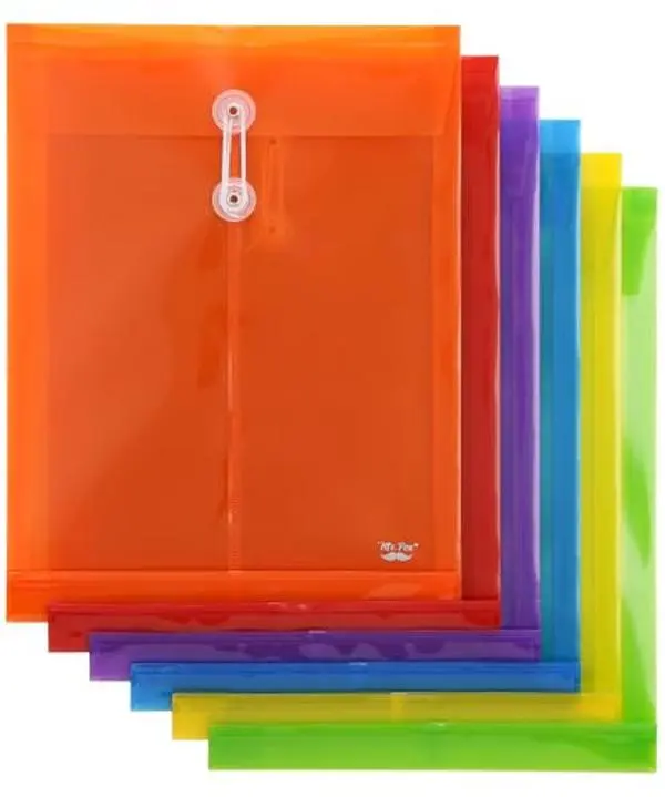 6-Pack Translucent Polyplastic Document Envelopes with String Tie Closure, Expandable Letter/A4 File Folders for Office Use