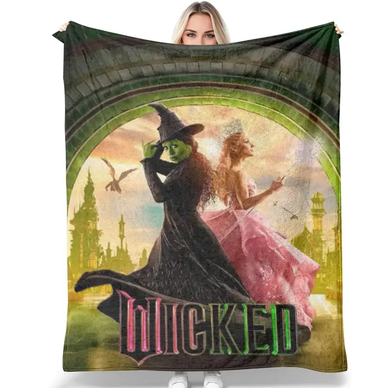 Wicked Musical Themed Flannel Throw Blanket Ultra Soft Lightweight Cozy Micro Blanket, Portable Air Conditioning Blanket for Sofa Travel Bedroom All Season Bedding Decor