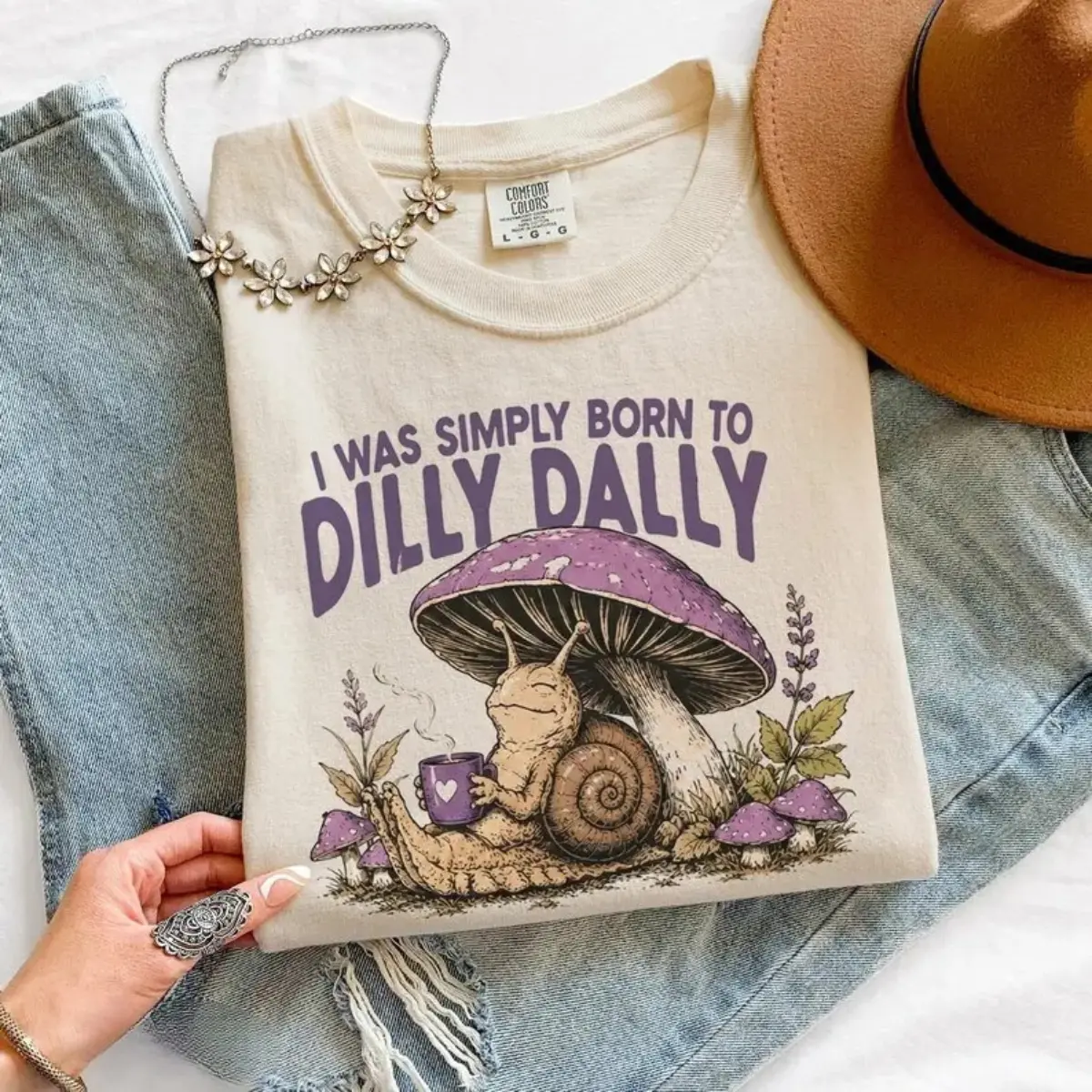 Comfort Colors Vintage Funny Snail Shirt, Mushroom Cottagecore Graphic Tee, Whimsical Forest Nature T-Shirt, Retro Woodland Snail Shirt, Cozy Cottagecore Gift, Botanical Aesthetic Apparel