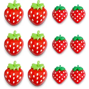 X-RM09 12Pcs 3D Strawberry Cute Fridge Magnets, Red Refrigerator Magnets, Funny Magnets for Fridge Decorative Magnets for Kitchen Office Locker (Red Glossy, 6 Small + 6 Large Magnetic Set