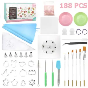 188 count Cookie Decorating Supplies Kit(-IN-),with 12 count holiday cookie ,Mixing Tools,Piping Tools,Decorating Tools and 100 count Cookies Bags for Beginners and Decorator