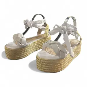 Roman Jute Sandal with Braids White 5cm
