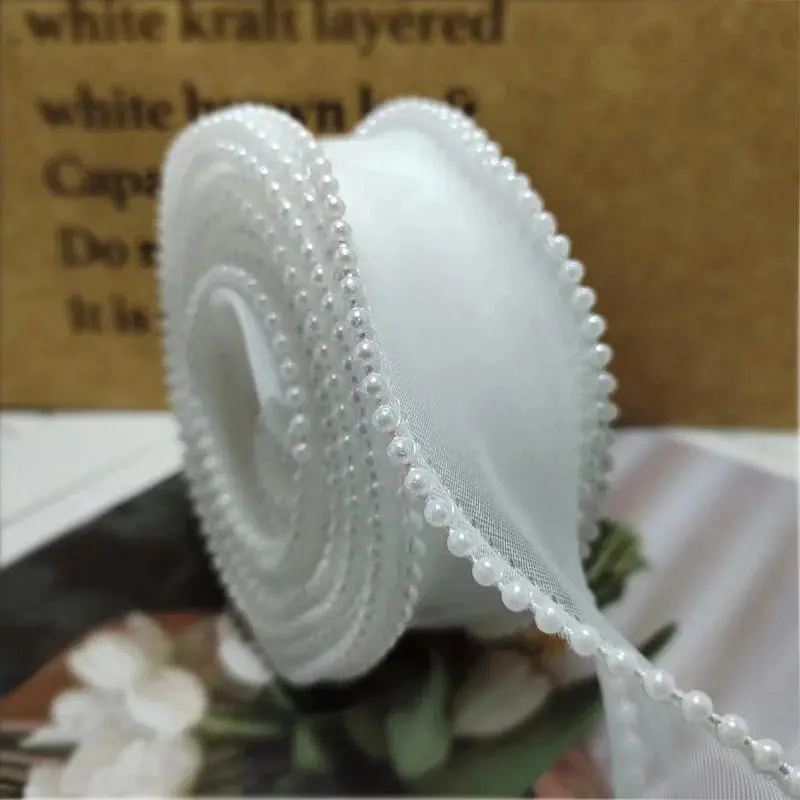 4cm hot-selling pearl fishtail yarn flower bouquet packaging ribbon Korean curly yarn and ribbon flower diy bow