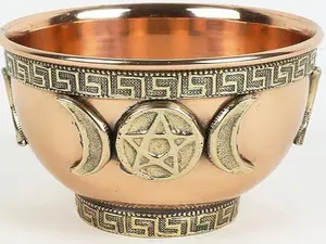 Small Altar Witchcraft Serving, Offering or Smudging Bowl (Triple Moon Bowl) Copper Triple Moon Altar Bowl – Mini 3″ Offering, Smudging & Ritual Dish for Witchcraft, Pagan, Spiritual Use