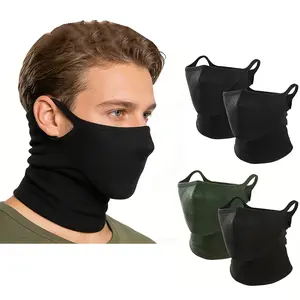 2-piece set of unisex breathable geometric pattern half-face masks and scarves