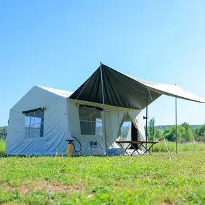 Outdoor automatic inflatable tent with double doors, no need to build wind resistant camping tent, large tent with thick air column, light luxury camping equipment