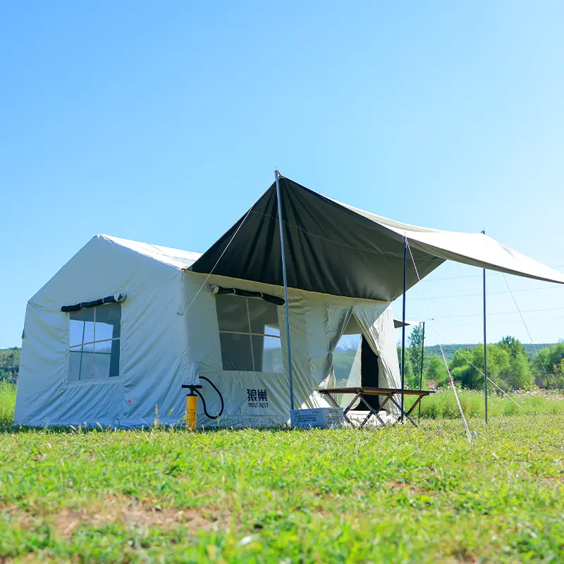 Outdoor automatic inflatable tent with double doors, no need to build wind resistant camping tent, large tent with thick air column, light luxury camping equipment