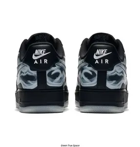 Black Skeleton Skull Gothic Skate Sneakers Unisex Cushioned Shock Absorb Daily Walking Shoes Non Slip Translucent Rubber Casual Street Footwear