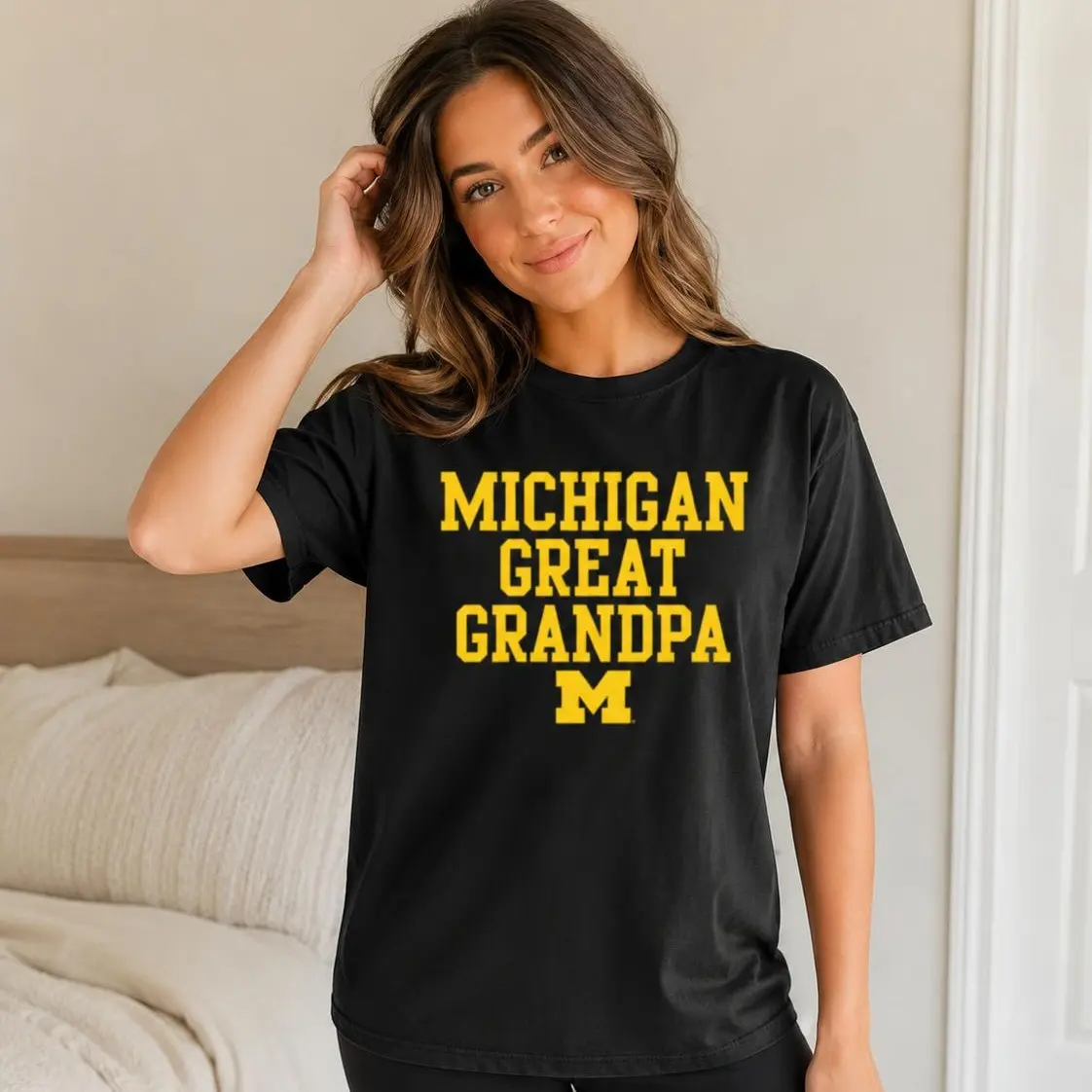 Great Grandpa T-Shirt, Wolverines Family Football Graphic Tee, Maize and Blue Game Day Shirt, Gift for Proud Great Grandfathers