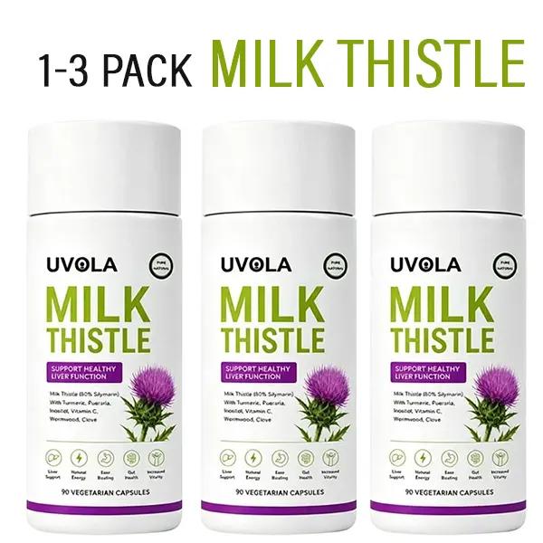 1-3 Pack - Uvola Milk Thistle Supplement, 80% Silymarin Liver Support Formula, 90 Capsules