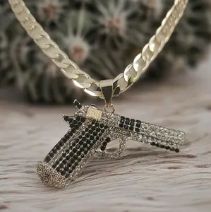 14k Goldplated Gun Chain and Pendant - No Warning Applicable