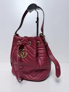 Pre-owned GUCCI GG Leather Shoulder Bags Authentic Gucci Marmont Matelassé Bucket Bag JXGG12