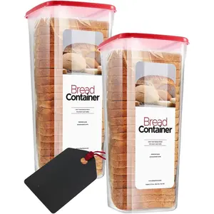 1/2 Pack Plastic Bread Box with Flip - Frozen Rectangular Bread Storage Container, Reliable Seal, Can Be Used for Kitchen Preservation - Upgraded Lock-in Bread Preservation Storage Box