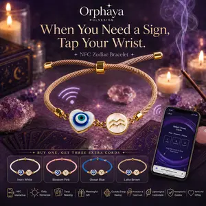 Orphaya 12 Zodiac Sign Birthday Mothers Day Gifts, Evil Eye NFC Bracelet with Daily Horoscope Tarot Reading for Men Women