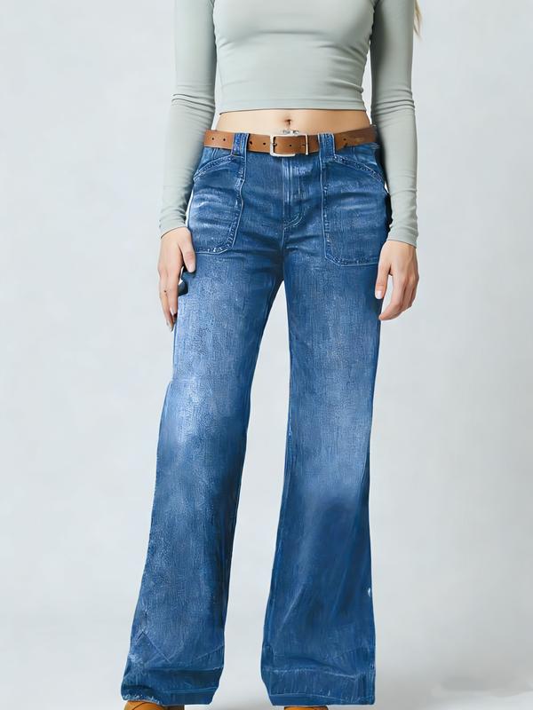Women's Loose Straight Leg Denim Jeans, Comfortable Casual Style, Perfect for Daily Wear and Outdoor Activities, T-chic