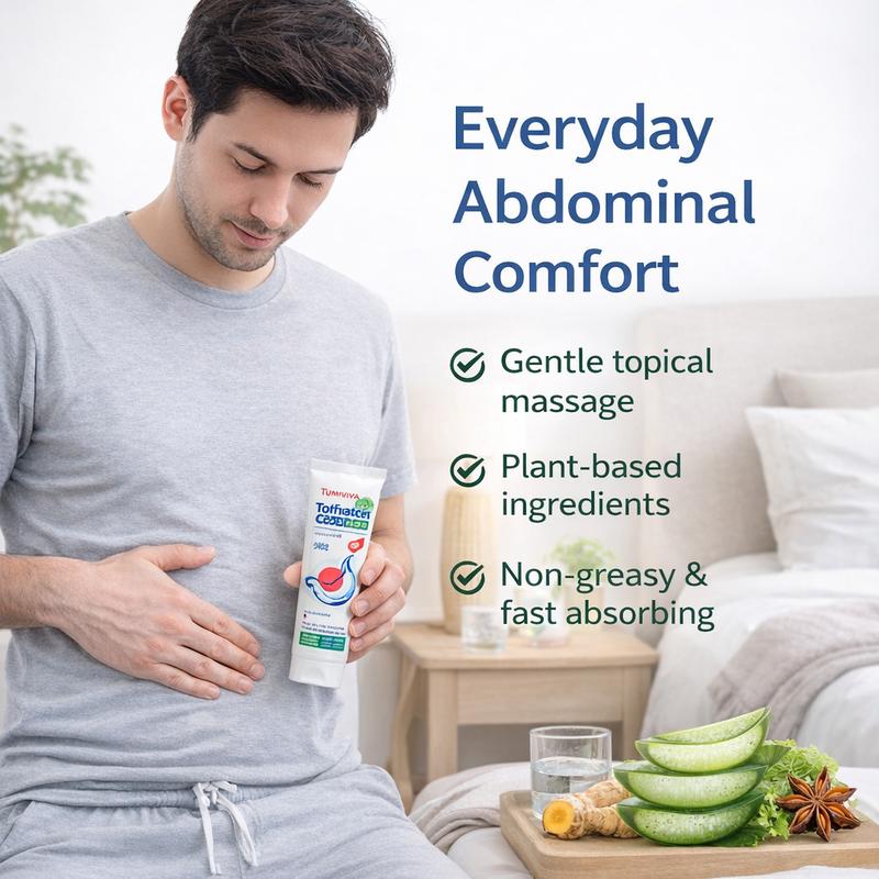 Tummiva Comfort Massage Cream for Digestive Wellness - Plant-Based 30g Natural Herbal Relief for Stomach Pain Bloating Diarrhea & Bowel Noises