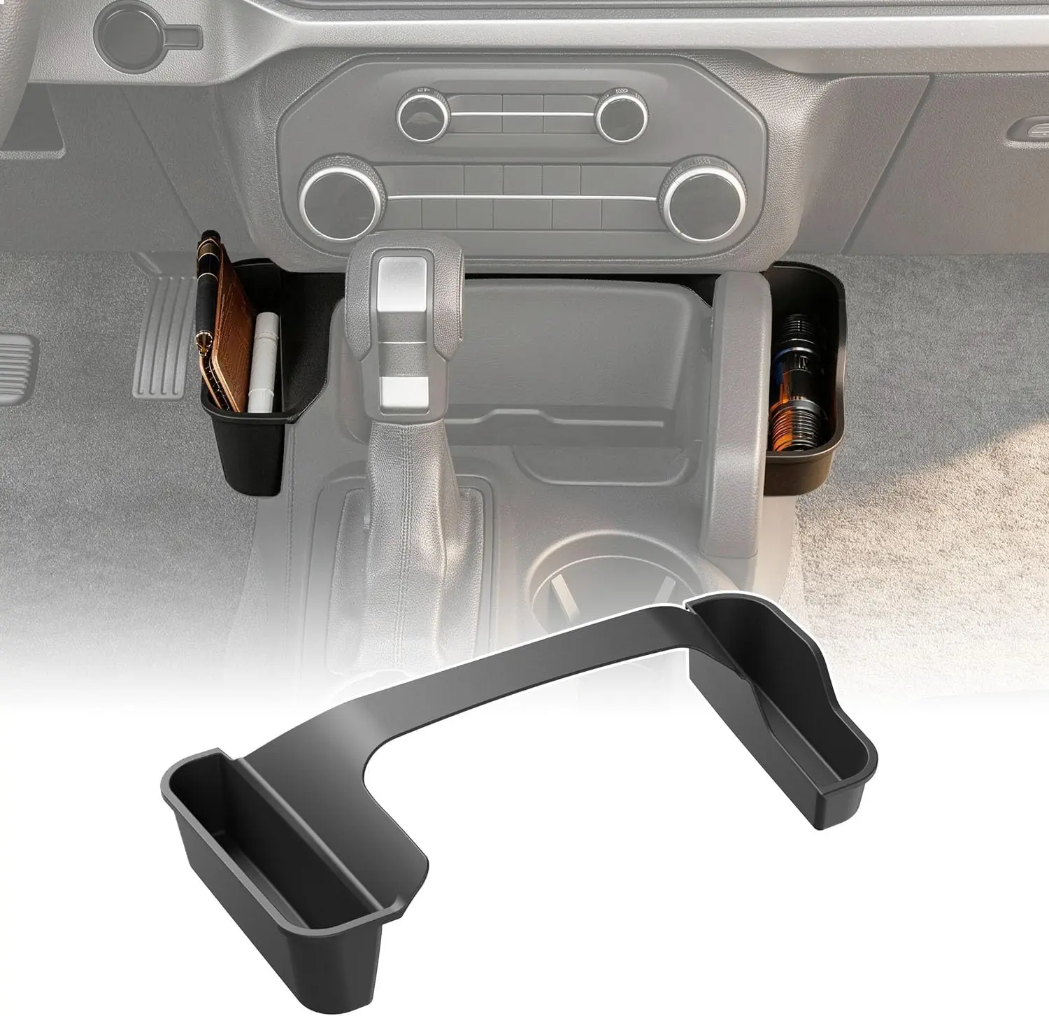 [Fits 21-26 Bronco 2/4 Door] Center Console Shifter Organizer Compatible with 2021-2026 Ford Bronco 2/4 Door Gear Shift Storage Tray ABS Gear Side Storage Box Replacement for 2021-2026 Ford Bronco Accessories