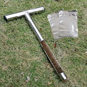 12 Inch Stainless Steel Soil Probe with 2 Sample Bags, T-Handle Soil Test Kit for  Care, Garden, Lawn, Farm