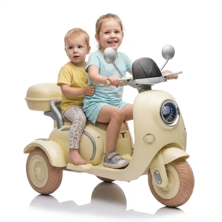 Aobtkel 12V Kids Ride On Motorcycle Two-Seater Electric Motorcycle with Bluetooth Music USB Port Backseat Flip Adult Seat Oversized Trunk Storage Hooks LED Headlight Slow Start for Boys Girls Age 3-6 Outdoor Backyard Gift Idea