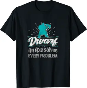 RPG Dwarf Pen and Paper D20 Role Play Axe Problem Solver T-Shirt - Lucaromeo Shop 57B09H2LFVSC