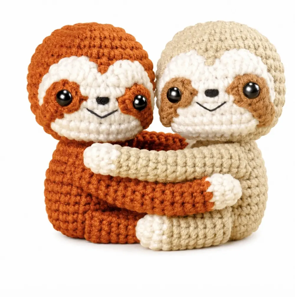 TIKA Beginner Crochet Kit 2-Pack Hug Sloths with Step-by-Step Video Tutorials, DIY Amigurumi Animal Crochet Set for Adults