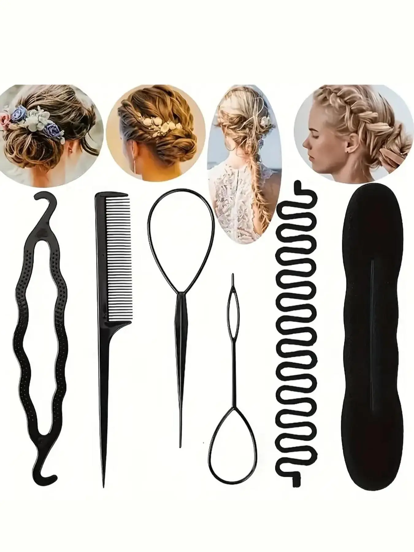 6pcs Hair Braiding Tool, Braider Tool, Diy Hair Design Styling Tool Kit Updo Ponytail Maker Accessories Hair Braid Kit Set, Hair Styling Tools