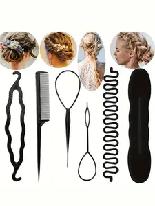6pcs Hair Braiding Tool, Diy Hair Design Styling Tool Kit Updo Ponytail Maker Accessories Hair Braid Kit Set, Hair Styling Tools
