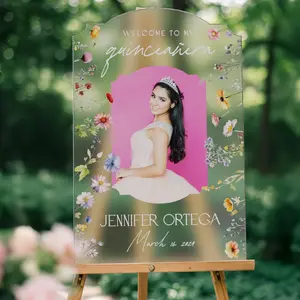 Quinceanera Sign with Photo, Wildflowers Quinceanera Birthday Sign