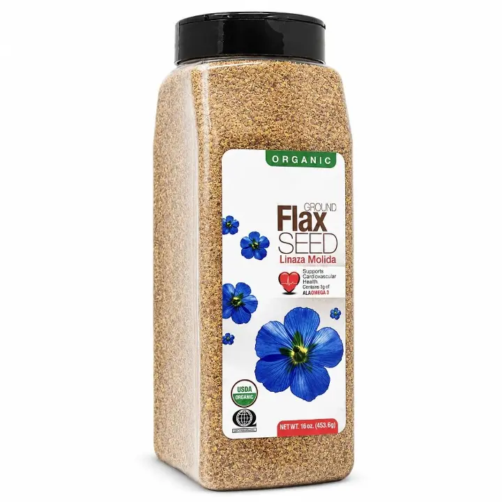 Organic Ground Flax Seed, 16 oz – Fiber & Omega-3 Non-GMO Superfood | Organic ground flax seed with naturally occurring fiber and omega-3, ideal for smoothies, baking, oatmeal, yogurt, & recipes