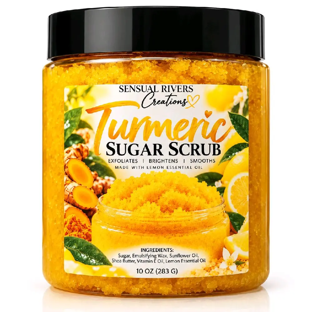 Turmeric Sugar Scrub, Natural Exfoliating Body Scrub for Soft, Smooth Skin