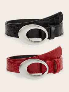 2 Packs Women Leather Belts for Jeans Fashion Leather Ladies Waist Belt