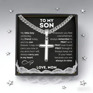 This "To My Son" stainless steel cross pendant necklace, which comes with a greeting card and gift box, is a meaningful gift for loved ones this winter.