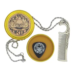 Mustache Wax Extra Strong Hold 1 oz Tin & Necklace Mustache Comb Mens Combo Kit - Grooming For Men Handlebar Moustache