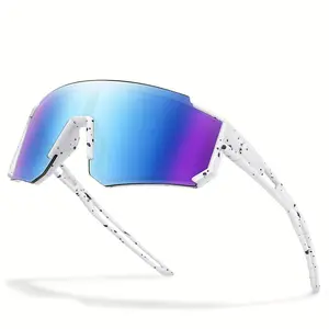 Unisex Non-Prescription Goggles - Trendy Half-Frame Glasses with Hollowed-Out Temples, Spotted Print, Ideal for Running, Climbing, Packaged in a Cardboard Box, Goggles Non-Prescription Glasses