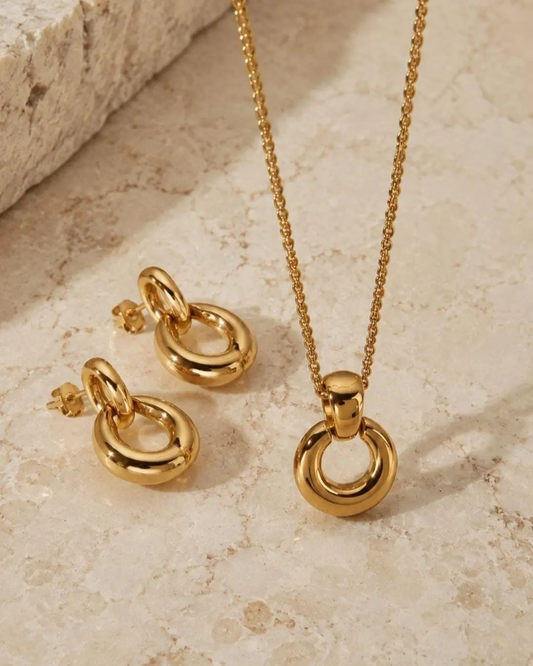 Liana Set — 18K Gold Plated Stainless Steel Necklace & Earrings