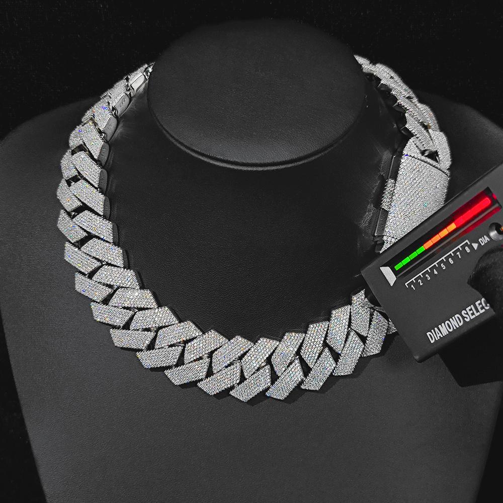 Pass Diamond Test GRA Moissanite 25mm Wide 6Rows 925 Solid Silver Cuban link chain for Rapper Hip Hop VVS Iced Out Necklace Pass Diamond Test GRA Moissanite 25mm Wide 6Rows 925 Solid Silver Cuban link chain for Rapper Hip Hop VVS Iced Out Necklace