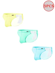 Men's 3-Pack Nylon Spandex Sheer Lace-Up Bikini Briefs - Ultra Thin, Low-Rise, Silky Cooling, Quick Dry, Breathable, Soft U-Convex Pouch, Transparent Sporty Men's Underwear Activewear for Gym, Daily Wear