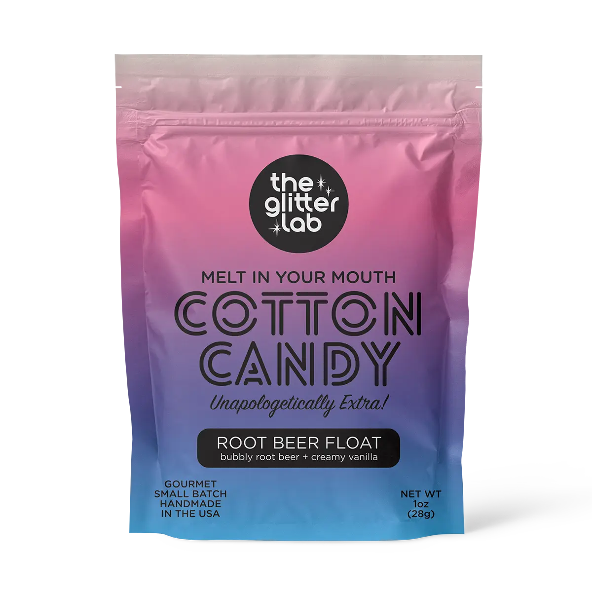 The Glitter Lab Root Beer Float Cotton Candy - Creamy Vanilla & Bubbly Root Beer - Gourmet Snack - Handmade in USA